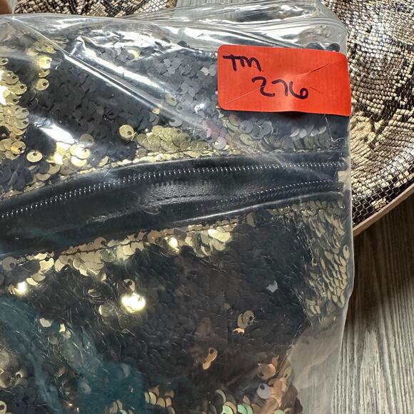 NEW STEVE MADDEN Georgia Ankle Boots 5.5 Reversible Sequin Gold Black Block Heel - Picture 9 of 9